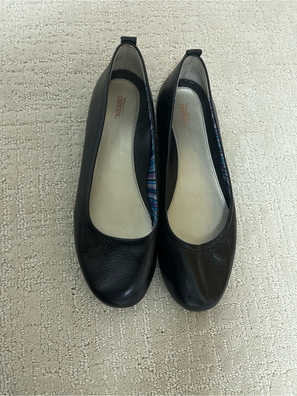 Aetrex Black Leather Ballet Flats - Classic Comfort women’s size 8